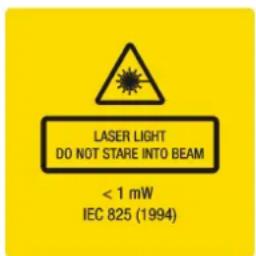 LASER LIGHT DO NOT STARE INTO BEAM < 1 mW IEC 825 (1994)