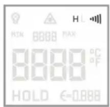 H L MIN 8888 MAX 8888 °C °F HOLD €=0.888