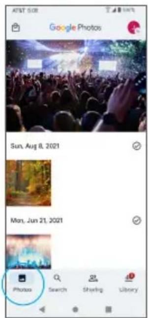 AT&T 5:08 Google Photos Sun, Aug 8, 2021 Mon, Jun 21, 2021 Photos Search Sharing Library