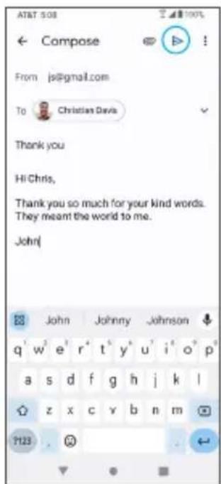 AT&T 5:08 ← Compose From js@gmail.com To Christian Davis Thank you Hi Chris, Thank you so much for your kind words. They meant the world to me. John! John Johnny Johnson q' w' e' r' t' y' u' i' o' p' a s d f g h j k l z x c v b n m ?123 .