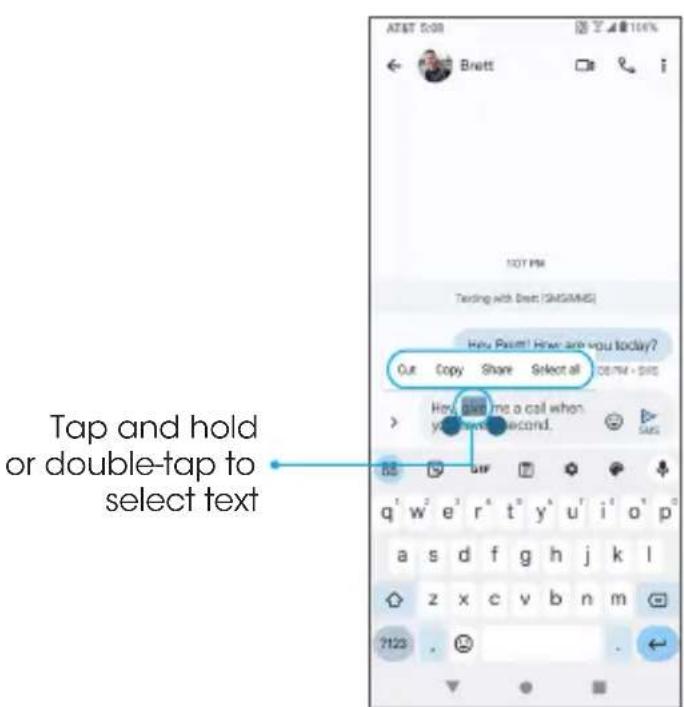 Tap and hold or double-tap to select text
