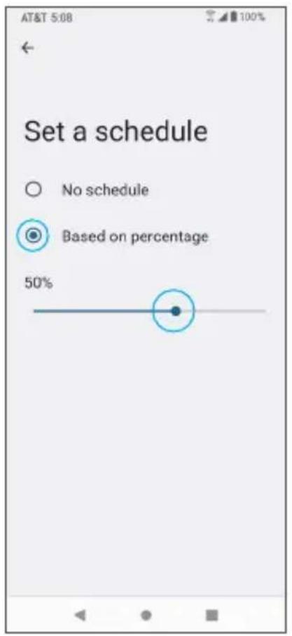 AT&T 5:08 Set a schedule ○ No schedule ● Based on percentage 50%