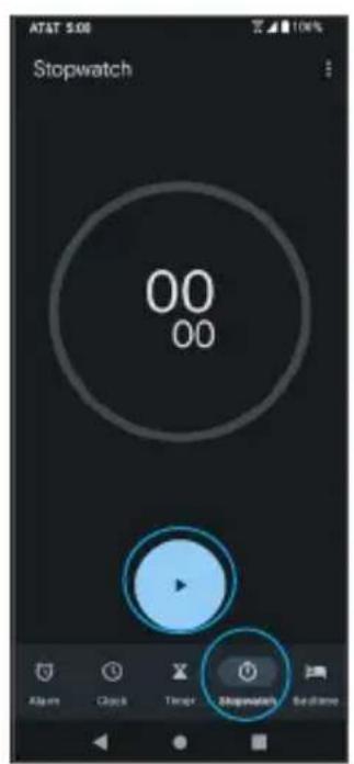 AT&T 5:08 Stopwatch 00 00 Play Alarm Clock Timer 24-hour Watch 32-hour Watch
