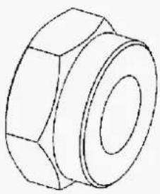 Line drawing of a hexagonal nut (no text or symbols)