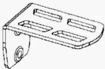 Technical line drawing of a metal bracket with multiple slots and mounting holes (no text or symbols)