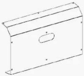 Technical line drawing of a rectangular metal bracket with a recessed cutout (no text or symbols)