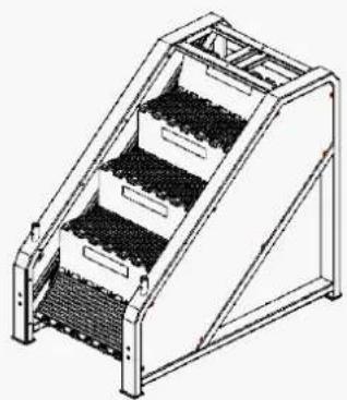 Isometric line drawing of a staircase with multiple steps (no text or symbols)