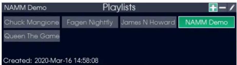 NAMM Demo Playlists Chuck Mangione Fagen Nightfly James N Howard NAMM Demo Queen The Game Created: 2020-Mar-16 14:58:08