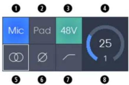 ① Mic Pad 48V 25 1 ⑤ ⑥ ⑦ ⑧