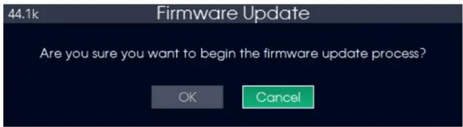 44.1k Firmware Update Are you sure you want to begin the firmware update process? OK Cancel