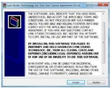 Lynx Studio Technology Inc End User License Agreement (EUA) THE SOFTWARE, WILL INDICATE THAT YOU HAVE READ, UNDERSTOOD, AND ACCEPT THE APPLICABLE TERMS AND CONDITIONS. DO NOT PROCEED IN ANY SUCH MANNER, UNLESS YOU ARE ABLE AND WILLING TO ENTER INTO AND COMPLY WITH THE APPLICABLE END USER LICENSE AGREEMENT. IF YOU HAVE ANY QUESTIONS CONTACT LYNX STUDIO TECHNOLOGY, INC. BEFORE YOU ATTENDPT TO COPY, INSTALL OR USE ANY PART OF THE SOFTWARE. BY INSTALLING THIS SOFTWARE YOU AGREE TO INDEMNIFY AND HOLD HARMLESS LYNX STUDIO TECHNOLOGY, INC. FROM ALL CLAIMS, COSTS AND EXPENSES (INCLUDING LEGAL EXPENSES) ARISING OUT OF ANY USE OF OR ABILITY TO USE THIS SOFTWARE. IN NO EVENT WILL LYNX BE LIABLE FOR INCIDENTAL, CONSEQUENTIAL OR OTHER DAMAGES RESULTING FROM THE USE OF THIS SOFTWARE, INCLUDING, AMONG OTHER THINGS, DAMAGE TO PROPERTY, DAMAGE BASED ON Accept Back