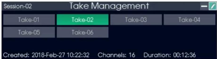 Session-02 Take Management Take-01 Take-02 Take-03 Take-04 Take-05 Take-06 Created: 2018-Feb-27 10:22:32 Channels: 16 Duration: 00:12:36