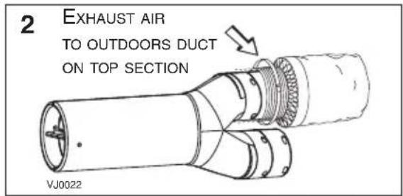 2 EXHAUST AIR TO OUTDOORS DUCT ON TOP SECTION VJ0022