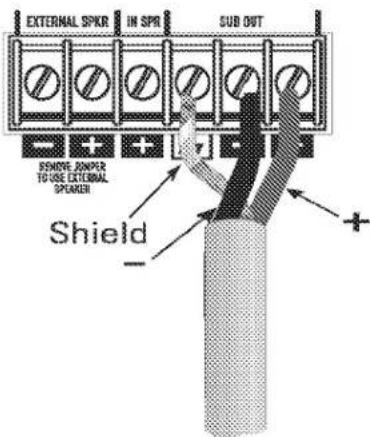 EXTERNAL SPKR IN SPB SUB OUT REMOTE JONPER TO USE EXTERNAL SPKEER Shield