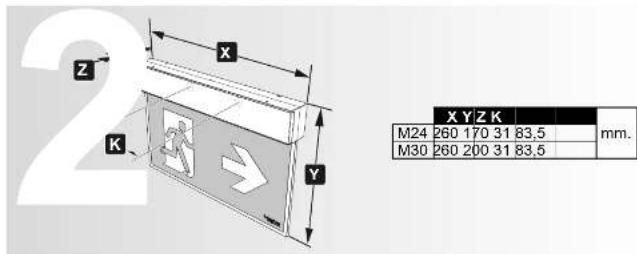 Z X K Y X Y Z K M24 260 170 31 83,5 mm. M30 260 200 31 83,5