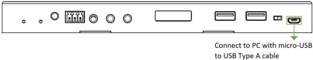 Connect to PC with micro-USB to USB Type A cable