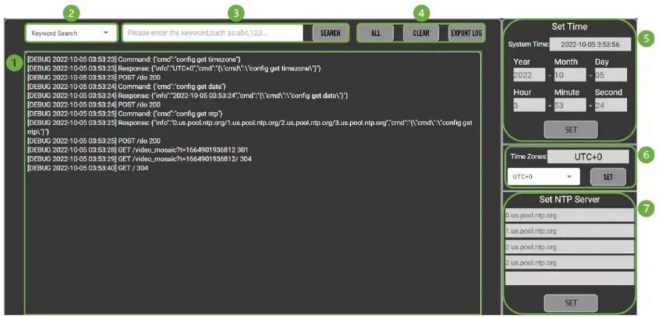 [DEBUG 2022-10-05 03:53:23] Command: {"cmd":"config get timezone"} [DEBUG 2022-10-05 03:53:23] Response: {"info":"UTC+0",cmd":"{\cmd}\\`\config get timezone\"}"] [DEBUG 2022-10-05 03:53:23] POST /do 200 [DEBUG 2022-10-05 03:53:24] Command: {"cmd":"config get date"} [DEBUG 2022-10-05 03:53:24] Response: {"info":"2022-10-05 03:53:24",cmd":"{\cmd}\\`\config get date\"}"] [DEBUG 2022-10-05 03:53:24] POST /do 200 [DEBUG 2022-10-05 03:53:25] Command: {"cmd":"config get ntp"} [DEBUG 2022-10-05 03:53:25] Response: {"info":"0.us.pool.ntp.org/1.us.pool.ntp.org/2.us.pool.ntp.org/3.us.pool.ntp.org",cmd":"{\cmd}\\`\config get ntp\"}] [DEBUG 2022-10-05 03:53:25] POST /do 200 [DEBUG 2022-10-05 03:53:28] GET /video_mosaic?t=1664901936812 301 [DEBUG 2022-10-05 03:53:29] GET /video_mosaic?t=1664901936812/ 304 [DEBUG 2022-10-05 03:53:40] GET / 304 Set Time System Time: 2022-10-05 3:53:56 Year Month Day 2022 - 10 - 05 Hour Minute Second 3 - 53 - 24 SET Time Zones: UTC+0 UTC+0 SET Set NTP Server 0.us.pool.ntp.org 1.us.pool.ntp.org 2.us.pool.ntp.org 3.us.pool.ntp.org SET