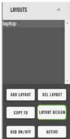 LAYOUTS laptop ADD LAYOUT DEL LAYOUT COPY TO LAYOUT DESIGN OSD ON/OFF ACTIVE