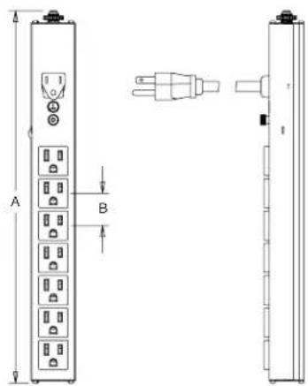 Technical diagram showing a vertical panel with labeled ports and connection points, including a connector pin and terminal connectors.