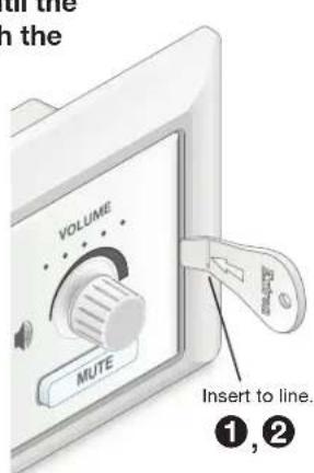 VOLUME MUTE Insert to line. ①, ②