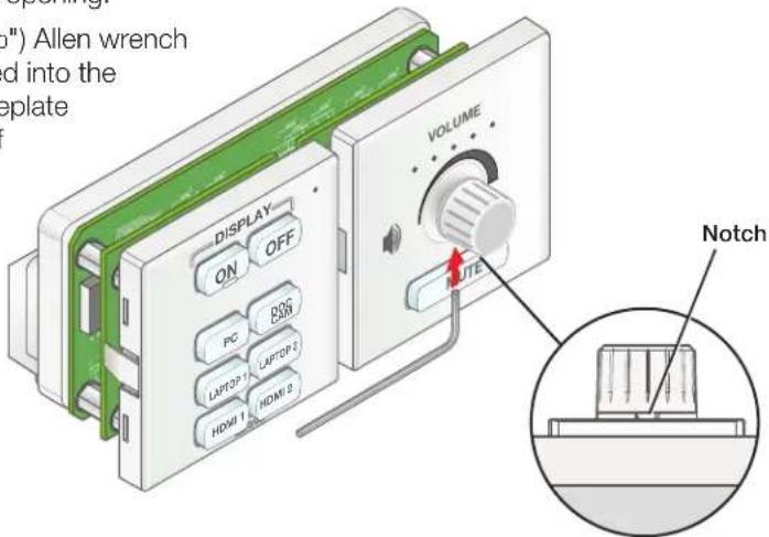 " Allen wrench d into the eplate DISPLAY ON OFF PC RS LAPTOP 1 LAPTOP 2 HDMI 1 HDMI 2 VOLUME NOTE Notch
