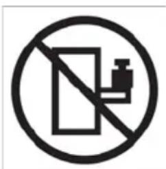 Prohibition sign with no text, featuring a crossed-out rectangle and a bottle symbol inside a circle.