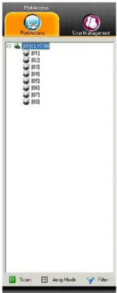 PortAccess PortAccess User Management [01]CL57.08 [01] [02] [03] [04] [05] [06] [07] [08] Scan Array Mode Filter