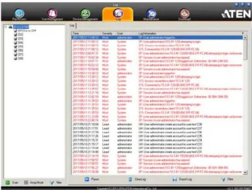 Log Pct Access Data Management Device Management Log Maintenance Download ATEN Log Time Severity User LogInformation 2017/05/21 08:12 Host Administrator CP: User administrator log-in 2017/05/21 09:12 Host System CP: User administrator (03.41.129) attempting to login 2017/05/21 09:12 Host System S/S Access via network client (03.41.129) 2017/05/21 09:12 Host System S/S Connected via 03.41.129(06:06 E-3FF-FC-06) 2017/05/21 09:47:21 Host System CP: User administrator from 03.41.129(06:06 E-3FF-FC-06) attempting to login via browser 2017/05/21 10:02:34 Host System CP: Session closure administrator has expired 2017/05/21 10:01:11 Host Administrator CP: User administrator (03.41.129) logged by: Online line: 08:04H 2MH 655 2017/05/21 16:02:12 Host System CP: User administrator from 03.41.129(06:06 E-3FF-FC-06) attempting to login via browser 2017/05/21 15:54:50 Host System CP: Session closure administrator has expired 2017/05/21 13:39:12 Host Administrator CP: User administrator log-in 2017/05/21 13:39:12 Host System CP: User administrator (03.41.129) attempting to login 2017/05/21 13:39:12 Host System S/S Access via network client (03.41.129) 2017/05/21 13:39:12 Host System S/S Connected via 03.41.129(06:06 E-3FF-FC-06) 2017/05/21 13:35:57 Host System CP: User administrator from 03.41.129(06:06 E-3FF-FC-06) attempting to login via browser 2017/05/21 13:21:18 Host System CP: Session closure administrator has expired 2017/05/21 12:02:18 Host Administrator CP: User administrator (03.41.129) logged by: Online line: 08:04H 2MH 555 2017/05/21 11:35:53 Host Administrator CP: User administrator log-in 2017/05/21 11:35:53 Host System CP: User administrator (03.41.129) attempting to login 2017/05/21 11:35:53 Host System S/S Access via network client (03.41.129) 2017/05/21 11:35:53 Host System S/S Connected via 03.41.129(06:06 E-3FF-FC-06) 2017/05/21 11:23:05 Host System CP: User administrator from 03.41.129(06:06 E-3FF-FC-06) attempting to login via browser 2017/05/21 10:22:48:14 Host System CP: Session closure administrator has expired 2017/05/21 18:04 Host Administrator UM: User administrator create accountor user text (L38) 2017/05/21 17:51 Host Administrator UM: User administrator create accountor user text (L37) 2017/05/21 17:39 Host Administrator UM: User administrator create accountor user text (L36) 2017/05/21 17:26 Host Administrator UM: User administrator create accountor user text (L35) 2017/05/21 15:31 Host Administrator UM: User administrator create accountor user text (L34) 2017/05/21 15:17 Host Administrator UM: User administrator create accountor user text (L33) 2017/05/21 15:04 Host Administrator UM: User administrator create accountor user text (L32) 2017/05/21 14:48 Host Administrator UM: User administrator create accountor user text (L31) 2017/05/21 14:15 Host System: CP: User administrator from 03.41.15(8)(8)(8)(8)(8)(8)(8)(8)(8)(8)(8)(8)(8)(8)(8)(8)(8)(8)(8)(8)(8)(8)(8)(8)(8)(8)(8)(8)(8)(8)(8)(8)(8)(8)(8)(8)(8)(8)(8)(8)(8)(8)(8)(8)(8)(8)(8)(8)(8)(8)(8) ScanAmyModeTiles