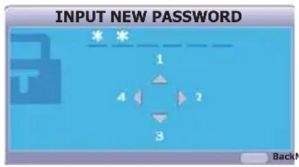 INPUT NEW PASSWORD 1 2 3 4 Back