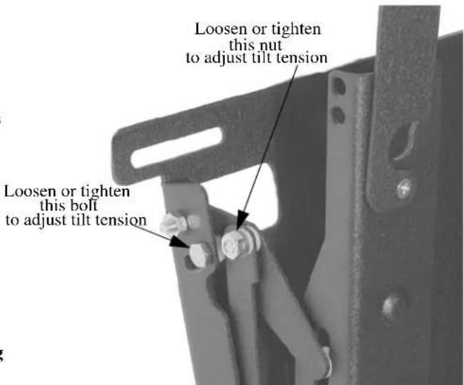 Loosen or tighten this nut to adjust tilt tension Loosen or tighten this bolt to adjust tilt tension