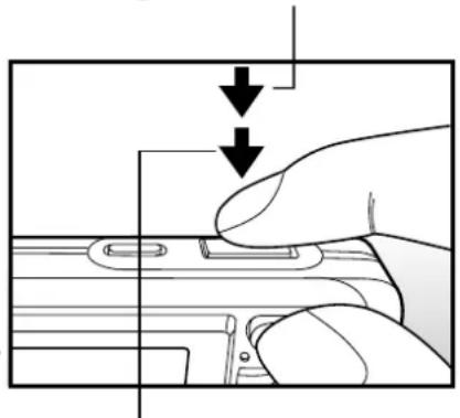 Hand holding a component with two downward arrows indicating force or movement (no text or symbols present)