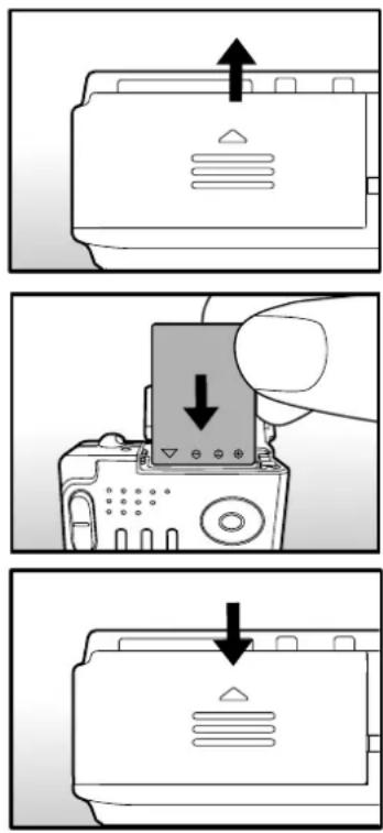 Diagram showing three-step installation of a device with directional arrows indicating movement or change.