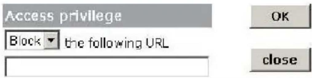 Access privilege Block the following URL OK close