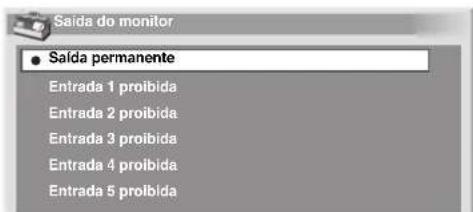 Saída do monitor ● Saída permanente Entrada 1 proibida Entrada 2 proibida Entrada 3 proibida Entrada 4 proibida Entrada 5 proibida