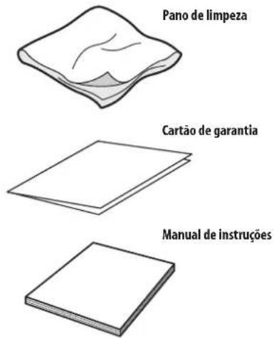 Pano de limpeza Cartão de garantia Manual de instruções
