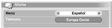 Idioma Menu Español Teletexto Europa Occid.