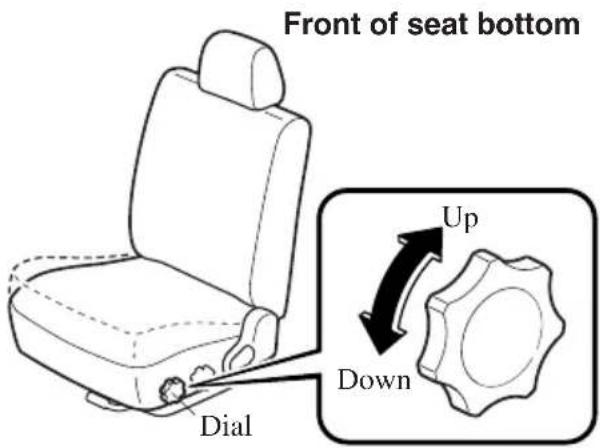 Front of seat bottom Dial Up Down