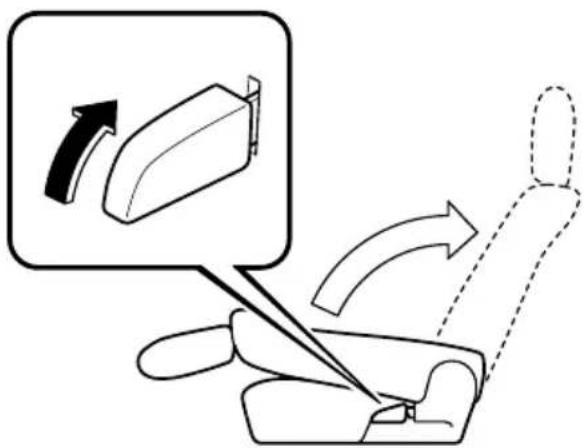 Diagram illustrating seatbelt usage with directional arrows and a magnified view of the seatbelt component.