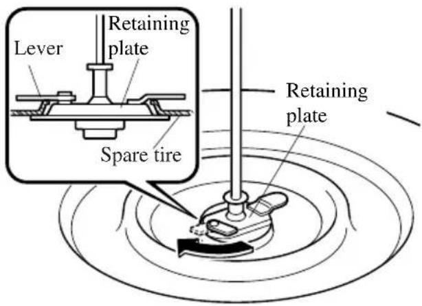 Lever Retaining plate Spare tire Retaining plate