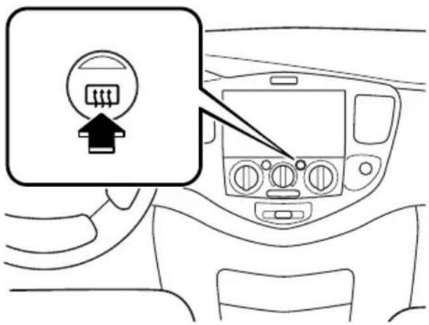 Diagram showing car interior with a directional indicator and vehicle control panel, highlighting the traffic direction.