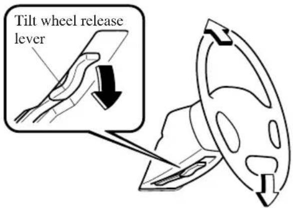 Tilt wheel release lever