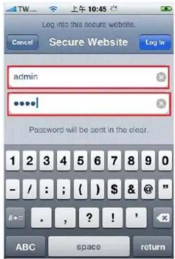 Log into this secure website. Cancel Secure Website Log In admin **** Password will be sent in the clear. 1 2 3 4 5 6 7 8 9 0 - / : ; ( ) $ & @ " #← . , ? ! ' _ ABC space return
