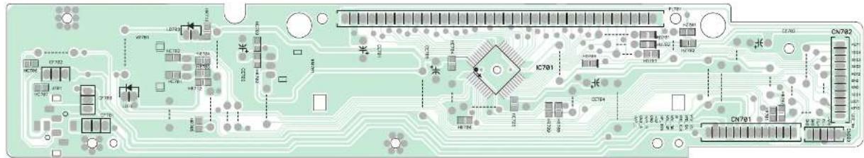 Circuit board layout diagram with component labels and pin connections