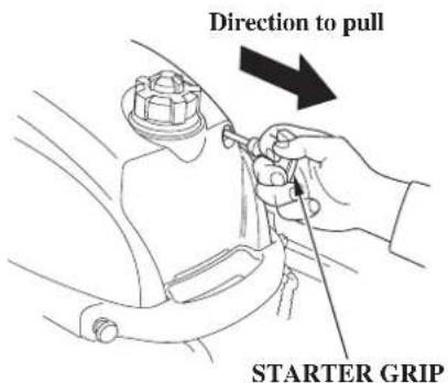 Direction to pull STARTER GRIP