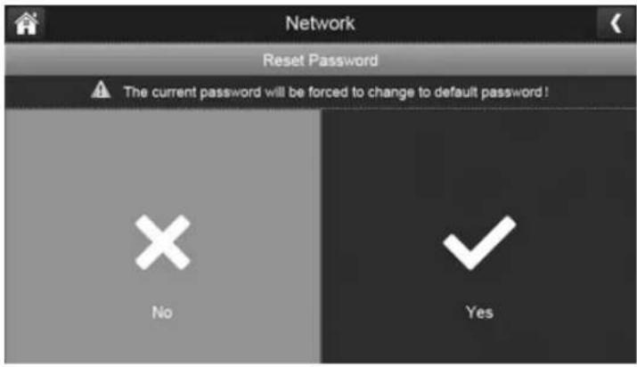 Network Reset Password The current password will be forced to change to default password! No Yes