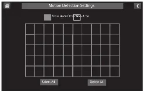 Motion Detection Settings Mask Area Detection Area Select All Delete All
