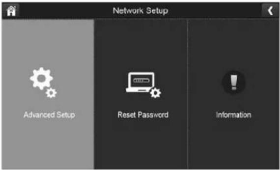 Network Setup Advanced Setup Reset Password Information
