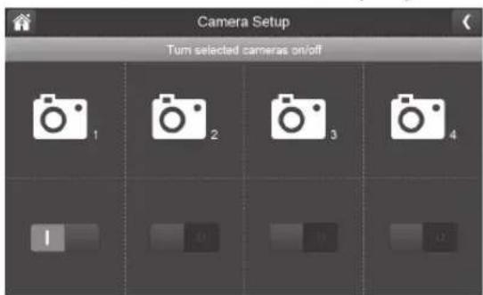 Camera Setup Turn selected cameras on/off 1 2 3 4 1 01 11 02