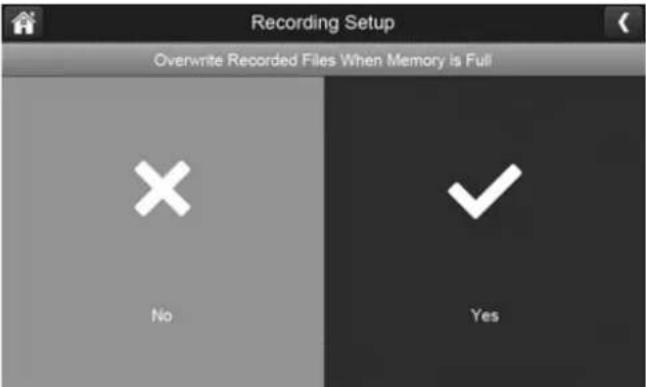 Recording Setup Overwrite Recorded Files When Memory is Full No Yes
