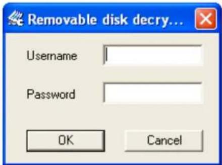 Removable disk decry... Username Password OK Cancel